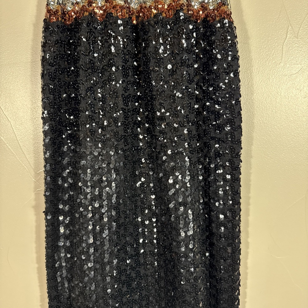 Vintage Y2K Black Brown Crochet Full Sequin Dress Whimsigoth Paper Tag 9/10 - Picture 4 of 14